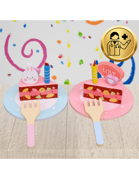 DREWNIANY TORT CIASTO DO KROJENIA DUŻY ZESTAW DLA DZIECI Z AKCESORIAM