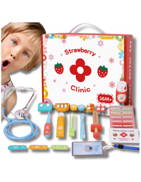 DOKTOR DREWNIANY ZESTAW LEKARSKI LEKARZ STETOSKOP WALIZKA DLA DZIECI