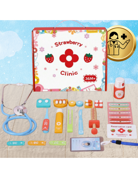 DOKTOR DREWNIANY ZESTAW LEKARSKI LEKARZ STETOSKOP WALIZKA DLA DZIECI