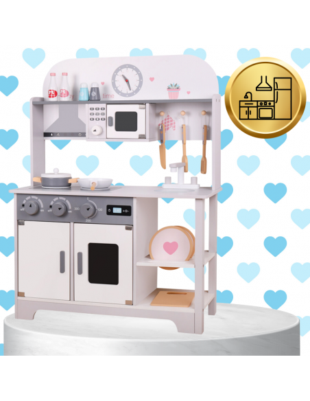 Duża Drewniana Kuchnia Dla Dzieci Interaktywna Edukacyjna Zestaw Akcesoria