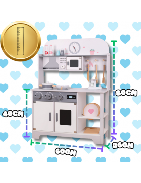 Duża Drewniana Kuchnia Dla Dzieci Interaktywna Edukacyjna Zestaw Akcesoria