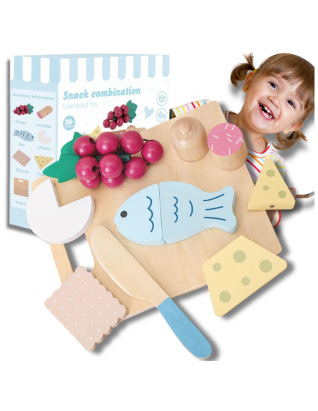 Drewniany Duży Zestaw Do Krojenia dla Dzieci Zabawka Edukacyjna Ryba Ser