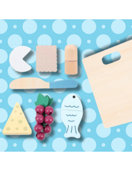 Drewniany Duży Zestaw Do Krojenia dla Dzieci Zabawka Edukacyjna Ryba Ser