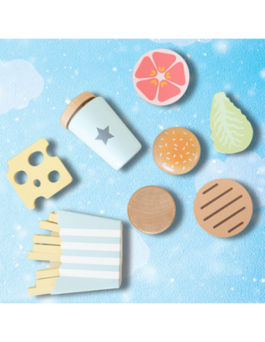 Drewniany Duży Zestaw Hamburger dla...