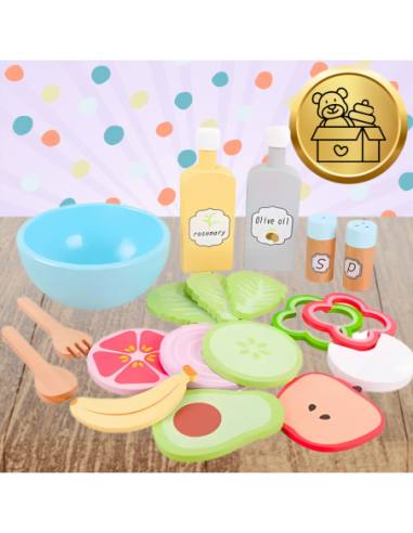 Drewniany Zestaw Warzyw Miska widelce...