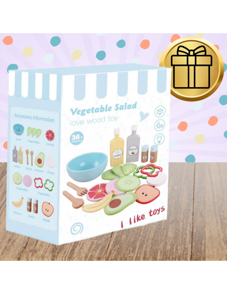 Drewniany Zestaw Warzyw Miska widelce dla Dzieci Zabawka Sałata Edukacyjna