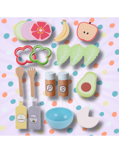 Drewniany Zestaw Warzyw Miska widelce...