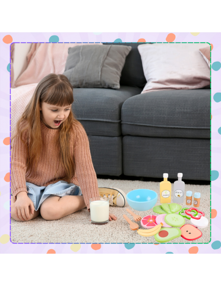 Drewniany Zestaw Warzyw Miska widelce dla Dzieci Zabawka Sałata Edukacyjna