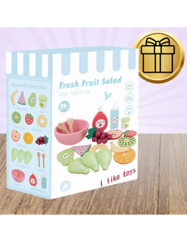 Drewniany Zestaw Owoców Miska widelce...