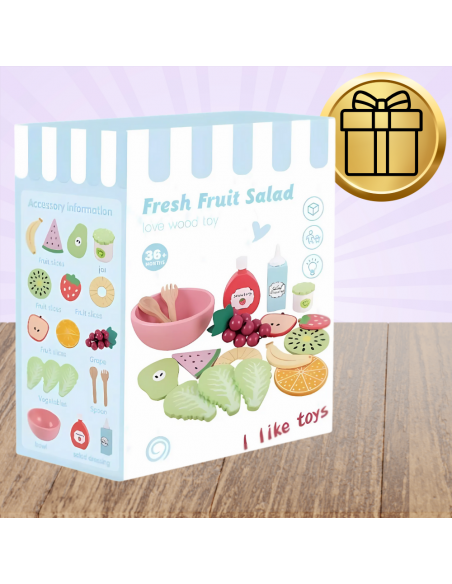 Drewniany Zestaw Owoców Miska widelce dla Dzieci Zabawka Sałata Edukacyjna