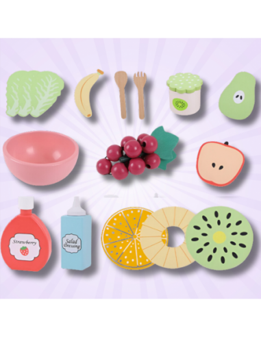 Drewniany Zestaw Owoców Miska widelce...