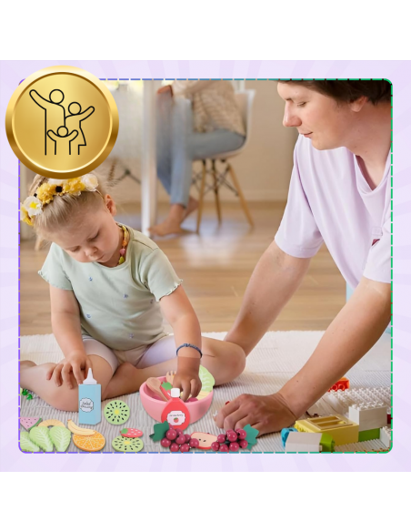 Drewniany Zestaw Owoców Miska widelce dla Dzieci Zabawka Sałata Edukacyjna