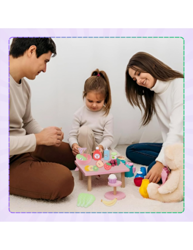 Drewniany Zestaw Owoców Miska widelce...