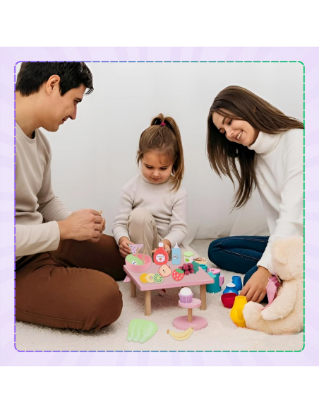 Drewniany Zestaw Owoców Miska widelce dla Dzieci Zabawka Sałata Edukacyjna