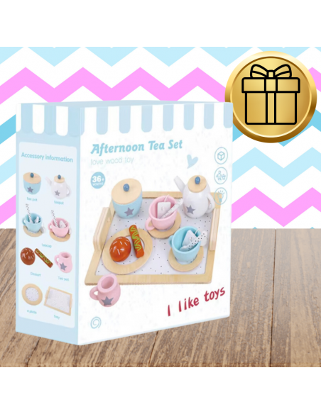 DUŻY ZESTAW DO HERBATY KAWY DLA DZIECI DREWNIANY SERWIS KAWOWY DO ZABAWY
