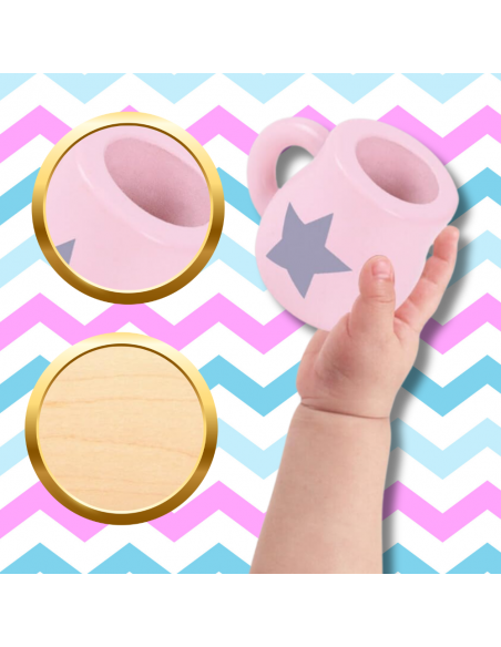 DUŻY ZESTAW DO HERBATY KAWY DLA DZIECI DREWNIANY SERWIS KAWOWY DO ZABAWY