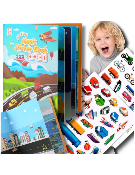 Książeczka z Naklejkami Pojazdami Sensoryczna Dla Dzieci Edukacyjna Drogi