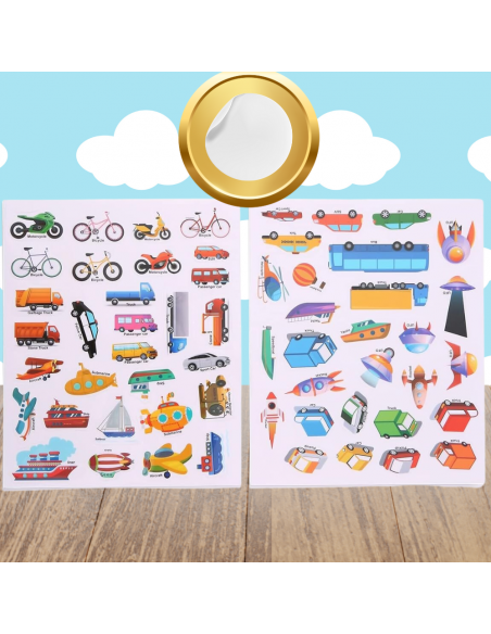 Książeczka z Naklejkami Pojazdami Sensoryczna Dla Dzieci Edukacyjna Drogi