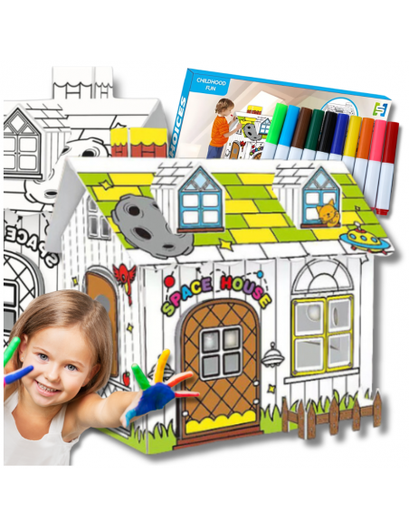 DOMEK SKŁADANY DLA DZIECI DO MALOWANIA KOLOROWANIA KREATYWNA ZABAWA PISAKI