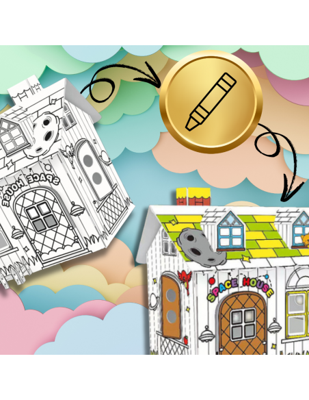 DOMEK SKŁADANY DLA DZIECI DO MALOWANIA KOLOROWANIA KREATYWNA ZABAWA PISAKI