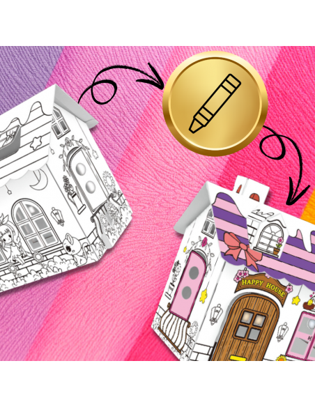 DOMEK SKŁADANY DLA DZIECI DO MALOWANIA KOLOROWANIA KREATYWNA ZABAWA PISAKI