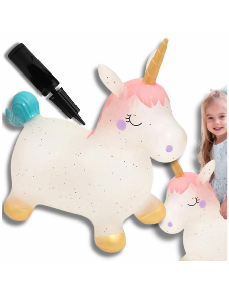 SKOCZEK DLA DZIECI DO SKAKANIA GUMOWY Z POMPKĄ JEDNOROŻEC