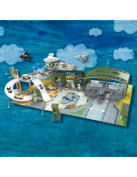 LOTNISKO BAZA WOJSKOWA ZESTAW XL ZABAWKA DLA DZIECI SAMOLOTY POJAZDY HANGAR