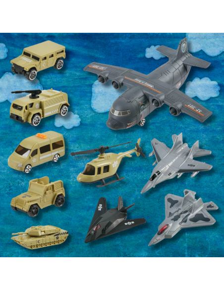 LOTNISKO BAZA WOJSKOWA ZESTAW XL ZABAWKA DLA DZIECI SAMOLOTY POJAZDY HANGAR