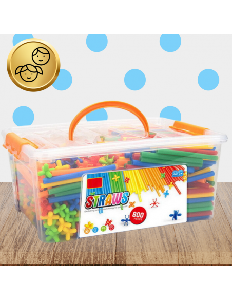 ZESTAW KLOCKÓW KONSTRUKCYJNYCH 800 ELEMENTÓW KREATYWNE SŁOMKI DLA DZIECI