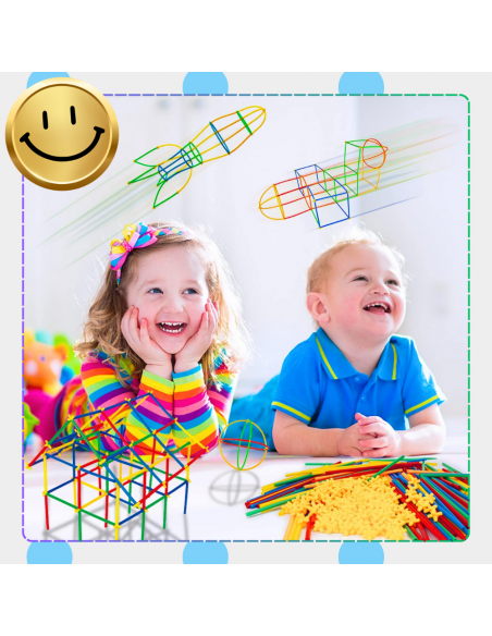 ZESTAW KLOCKÓW KONSTRUKCYJNYCH 800 ELEMENTÓW KREATYWNE SŁOMKI DLA DZIECI