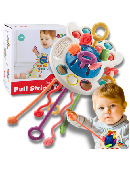 ZABAWKA SENSORYCZNA DLA NIEMOWLAKA 4 w 1 OŚMIORNICA ROZWÓJ ZMYSŁÓW DZIECKA