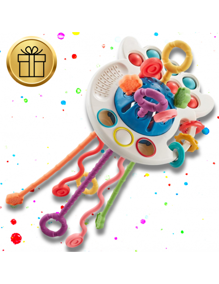 ZABAWKA SENSORYCZNA DLA NIEMOWLAKA 4 w 1 OŚMIORNICA ROZWÓJ ZMYSŁÓW DZIECKA