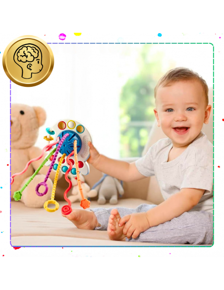 ZABAWKA SENSORYCZNA DLA NIEMOWLAKA 4 w 1 OŚMIORNICA ROZWÓJ ZMYSŁÓW DZIECKA