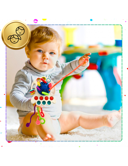 ZABAWKA SENSORYCZNA DLA NIEMOWLAKA 4 w 1 OŚMIORNICA ROZWÓJ ZMYSŁÓW DZIECKA