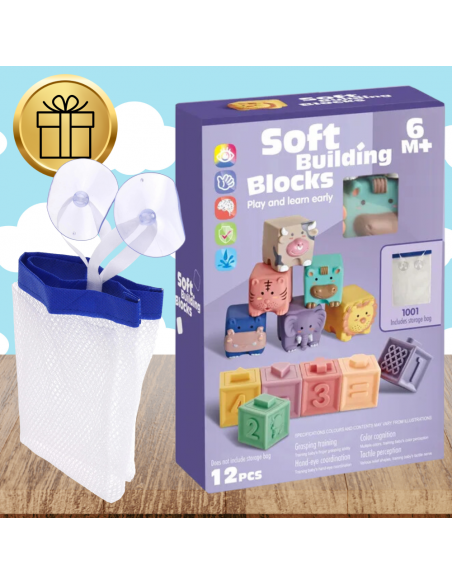 Miękkie kreatywne klocki sensoryczne dla niemowląt dzieci funkcja gryzaka 13 el.