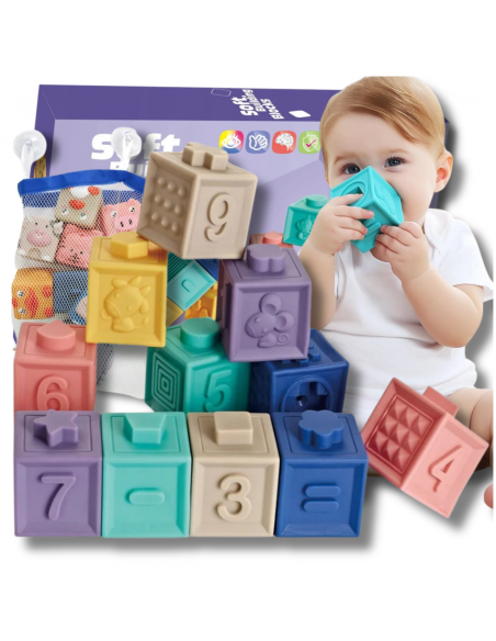 Miękkie kreatywne klocki sensoryczne dla niemowląt dzieci funkcja gryzaka cyfry 13 el.