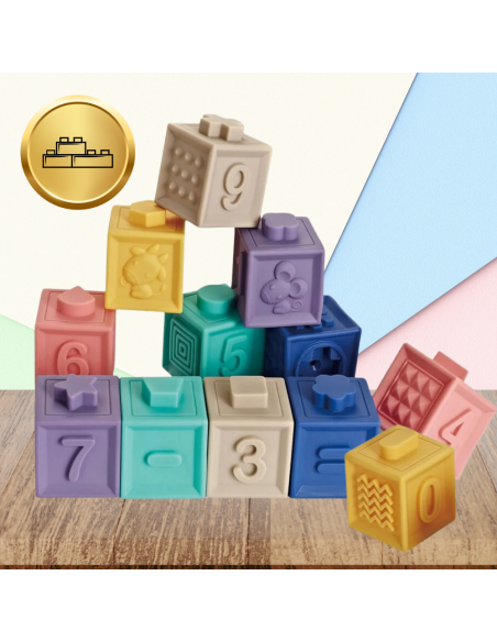 Miękkie kreatywne klocki sensoryczne dla niemowląt dzieci funkcja gryzaka cyfry 13 el.