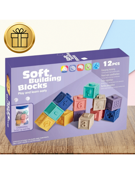 Miękkie kreatywne klocki sensoryczne dla niemowląt dzieci funkcja gryzaka cyfry 13 el.