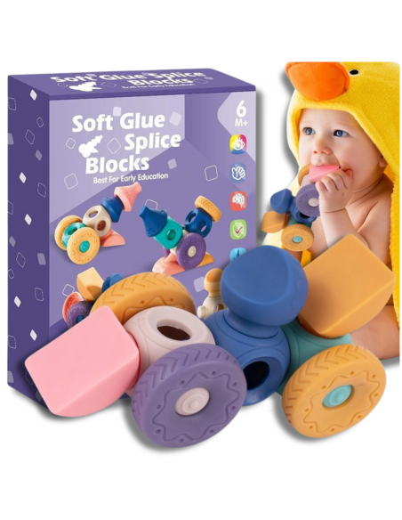 Miękkie kreatywne klocki sensoryczne dla niemowląt dzieci funkcja gryzaka 13 el.