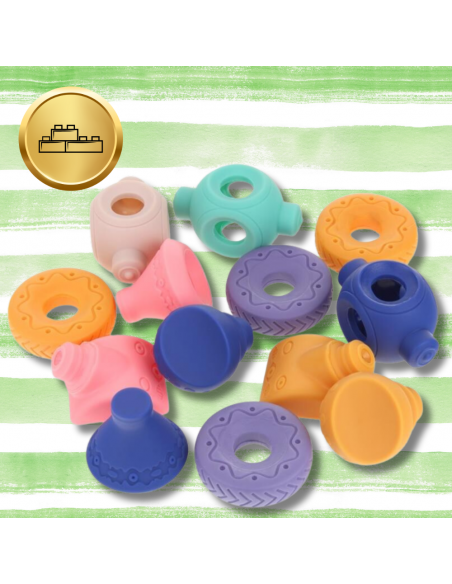 Miękkie kreatywne klocki sensoryczne dla niemowląt dzieci funkcja gryzaka 13 el.