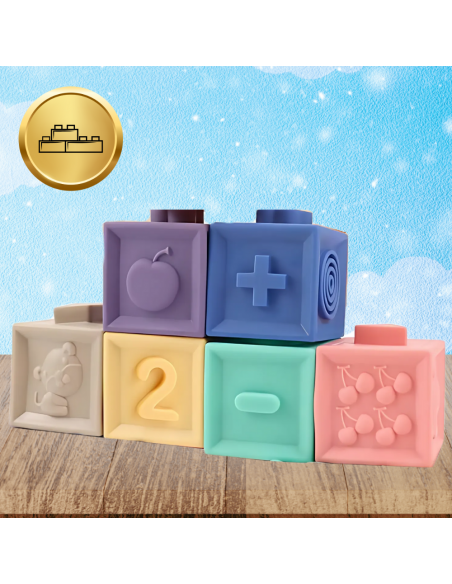 Miękkie kreatywne klocki sensoryczne dla niemowląt dzieci funkcja gryzaka 12 el.