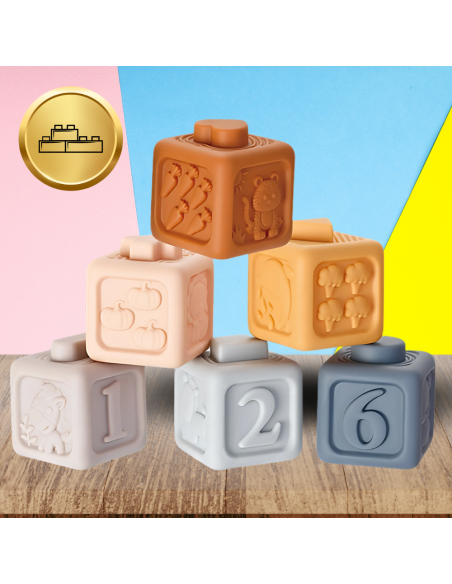 Miękkie kreatywne klocki sensoryczne dla niemowląt dzieci funkcja gryzaka 13 el.