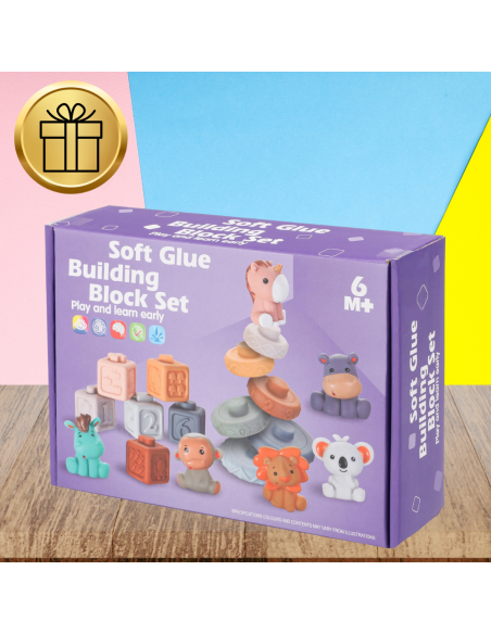 Miękkie kreatywne klocki sensoryczne dla niemowląt dzieci funkcja gryzaka 13 el.