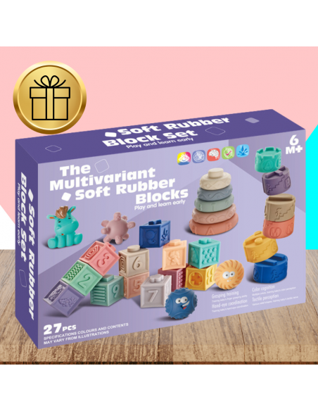 Miękkie kreatywne klocki sensoryczne dla niemowląt dzieci funkcja gryzaka 27 el.