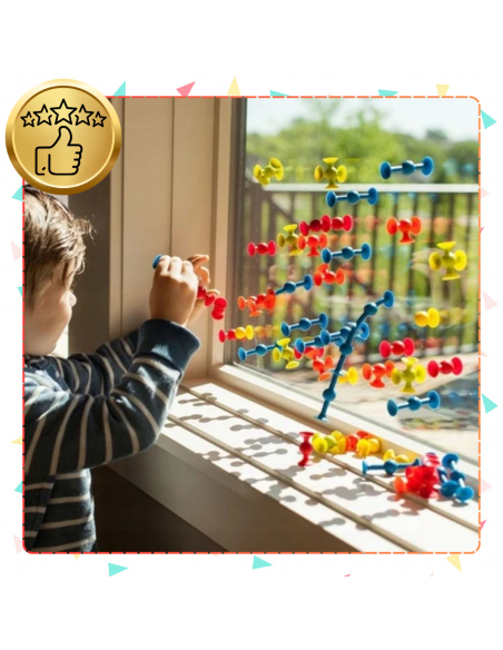 SILIKONOWE KLOCKI KONSTRUKCYJNE Z PRZYSSAWKAMI 48 EL DLA DZIECI EDUKACYJNE