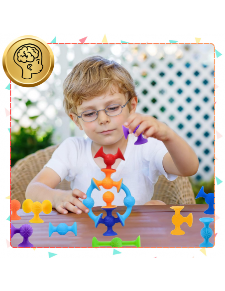 SILIKONOWE KLOCKI KONSTRUKCYJNE Z PRZYSSAWKAMI 48 EL DLA DZIECI EDUKACYJNE