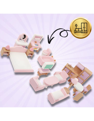 DREWNIANE MEBELKI DLA LALEK 22 EL...