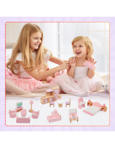 DREWNIANE MEBELKI DLA LALEK 22 EL...