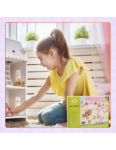 DREWNIANE MEBELKI DLA LALEK 22 EL...