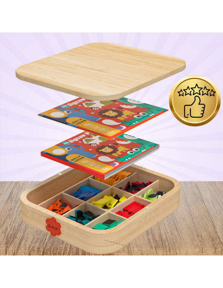 DREWNIANA SKRZYNKA Z MAGNETYCZNĄ MOZAIKĄ MONTESSORI KREATYWNA ZABAWA DLA DZIECI